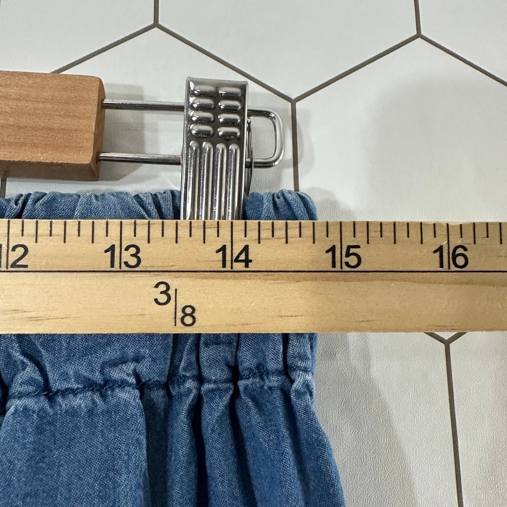 Thread & Supply Blue Lyocell Wide Leg Cropped Pants Medium Drawstring Elastic - Picture 5 of 9